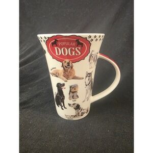 McIntosh Fine Bone‎ China Popular Dogs Latte Mug Tall Coffee Cup Red Handle 6in